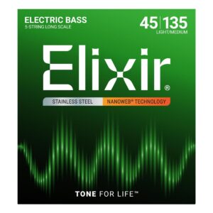 【メール便発送】<br />【Elixir（エリクサー）　ベース弦】<br />NANOWEB ステンレス Long Scale 5弦 Light/Medium .045-.135#14782