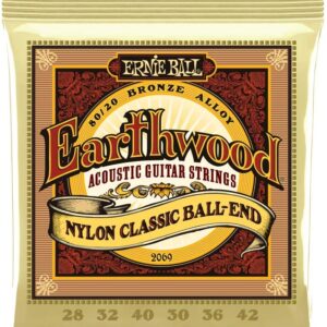 【ゆうパケット便発送・送料無料】ERNIE BALL 2069 クラシックギター弦 (28-42) EARTHWOOD 80/20 BRONZE FOLK NYLON BALL-END