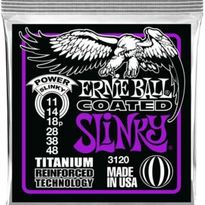 【ゆうパケット便発送・送料無料】ERNIE BALL 3120 エレキギター弦 (11-48) COATED POWER SLINKY コーテッド・パワー・スリンキー