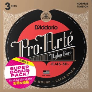 【数量限定！】【メール便発送】D'Addario ダダリオ クラシックギター弦 3セット入り スーパーボーナスパック プロアルテ Silver/Clear Normal EJ45-3DBP