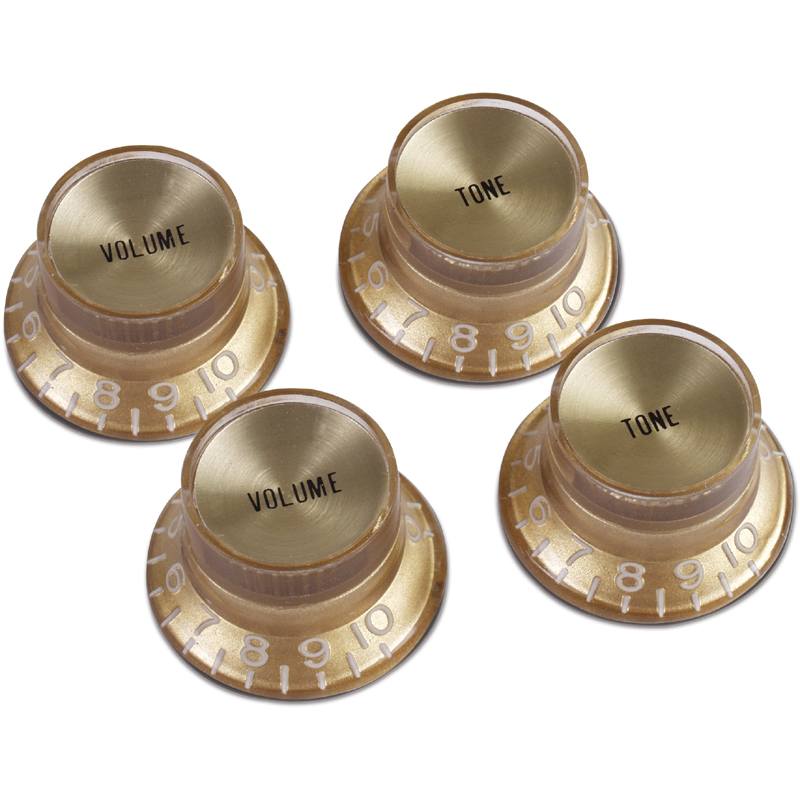 【メール便・送料無料】【Gibson】【ノブ】<br />Top Hat Style - Gold W/ Gold Metal Insert 2 Volume 2 Tone (PRMK-030)