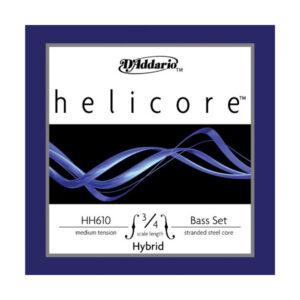 【ゆうパケット・送料無料】【D'Addario (ダダリオ)】【ウッドベース弦】Helicore Hybrid Bass Strings ミディアムテンション 3/4スケール セット弦 HH610 3/4M