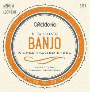 【ゆうパケット・送料無料】【D'Addario （ダダリオ）】【バンジョー弦】ニッケル Medium 5弦 .010-.023 EJ61