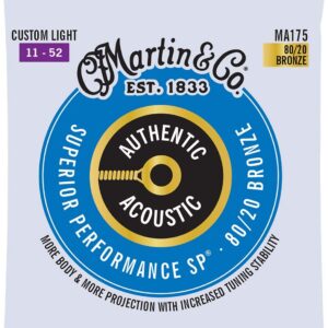MARTIN アコースティックギター弦 AUTHENTIC ACOUSTIC Superior Performance MA175(MA-175) Custom Light .011-.052