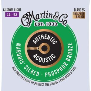 【メール便発送】Martin アコースティックギター弦  AUTHENTIC ACOUSTIC Marquis Silked MA535S (MA-535S)Custom Light .011-.052（Phosphor Bronze）