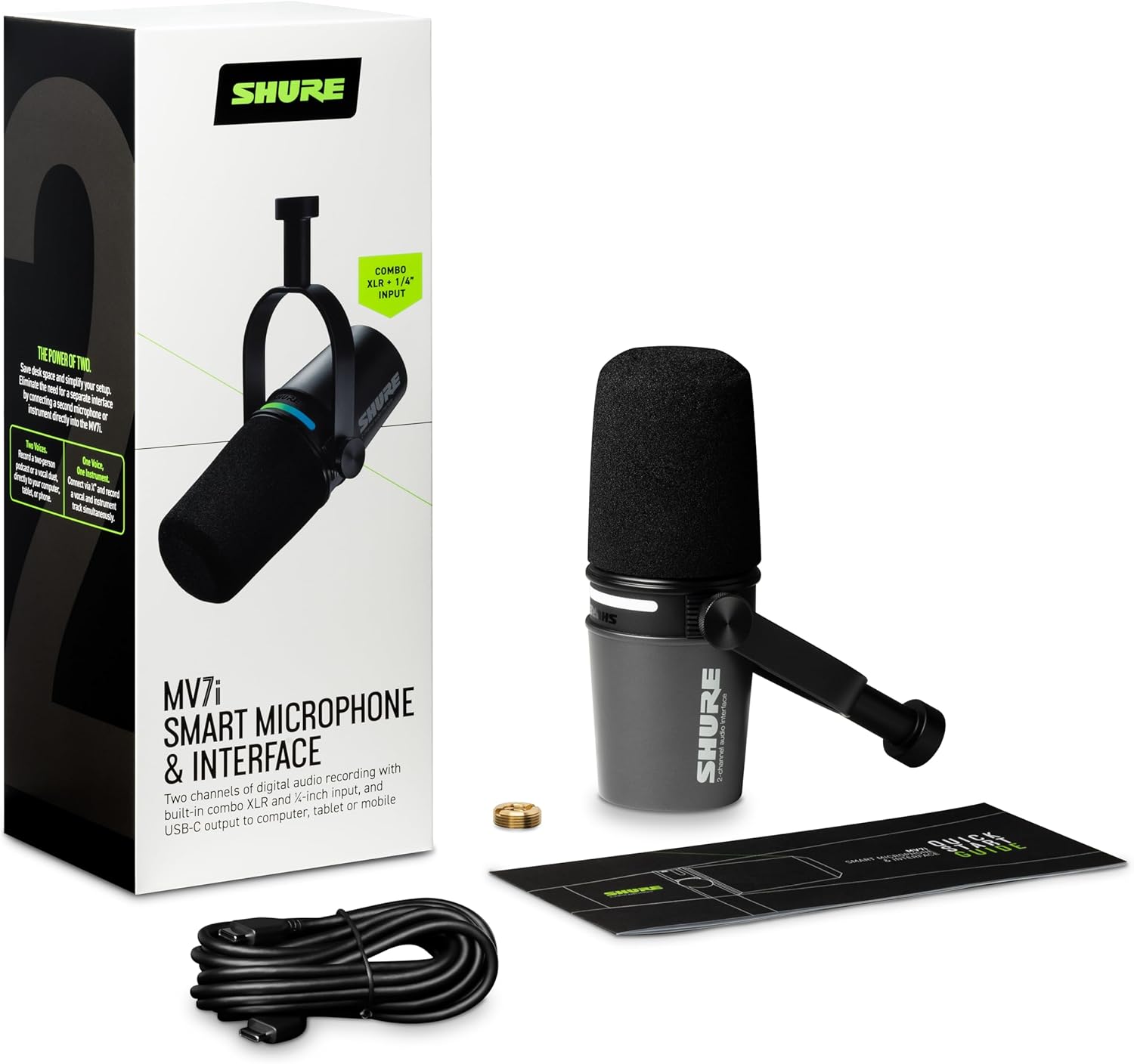 SHURE シュア MV7i ダイナミックマイクロホン & オーディオインターフェース ブラック MV7I-J - 画像 (4)