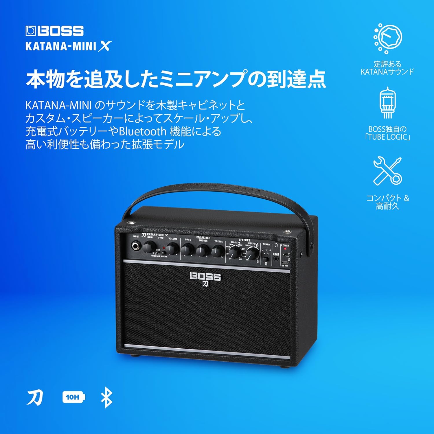 【BOSS】 KTN-MINI X 小型ギターアンプ KATANA AMP MINI X - 画像 (2)