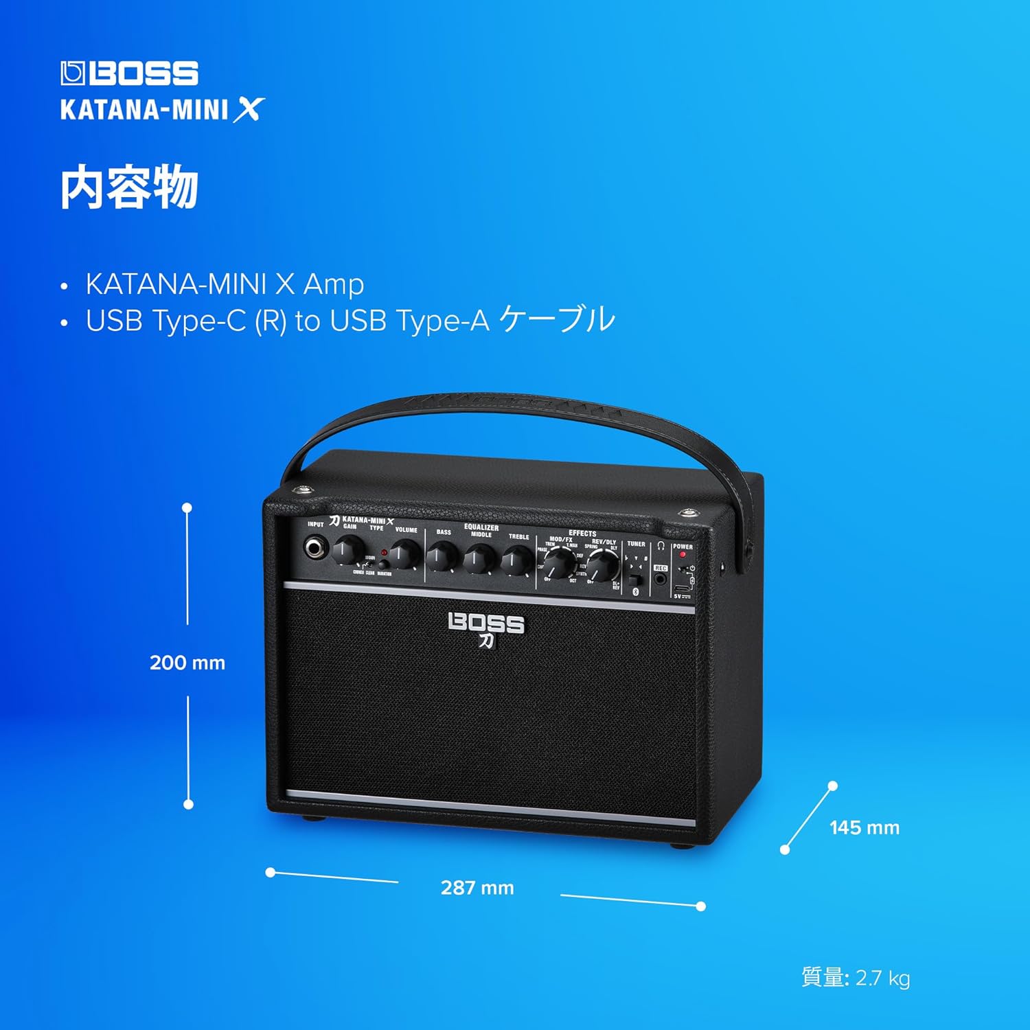 【BOSS】 KTN-MINI X 小型ギターアンプ KATANA AMP MINI X - 画像 (6)